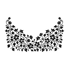 Elegant Floral Design Element, Black & White, Decorative Border
