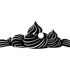 Black & White Cream Ornament: Elegant Swirls with Pearl Accent