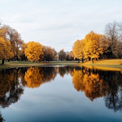 Obraz premium autumn trees reflected in water