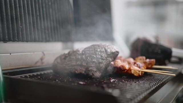 meat on an electric grill