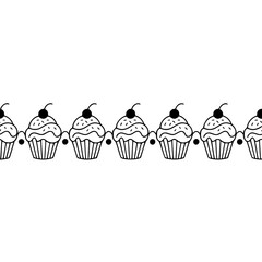Simple Cupcake Border: Minimalist Black & White Design