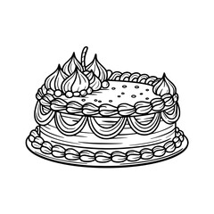 Black and White Cake Illustration: Birthday Celebration, Retro Design