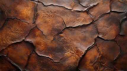 Naklejka premium distressed leather texture in rich brown, deep cracks and creases adding character, warm vintage lighting 