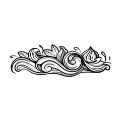 Fototapeta premium Decorative Floral Scroll Ornament: Black & White, Vector Illustration