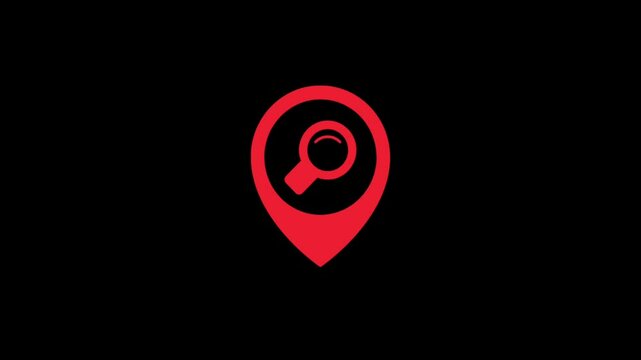 Motion graphics symbol location search. Location search technology. 