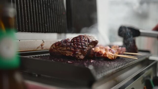 meat on an electric grill