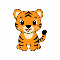 cartoon characters of baby tiger isolated on white background