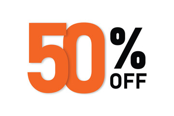 50% Off Discount Badge – Promotional Sale Ribbon Icon Flat vector Illustration 