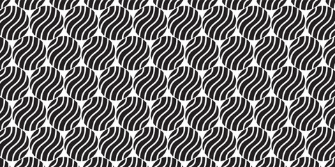 Abstract Black and White Wavy Line Pattern with Alternating Curves and Flowing Motion