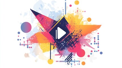 Dynamic audiovisual media concept with vibrant abstract artistic elements