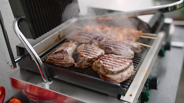 meat on an electric grill