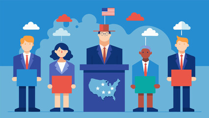 A visualization of the electoral college votes being allocated to each candidate as they are announced.. Vector illustration