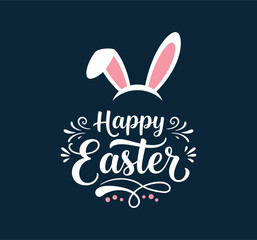 Happy Easter with Bunny Ears – Cute and Festive Easter Graphic