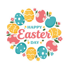 Happy Easter with Colorful Polka Dot Eggs – Easter Celebration Graphic