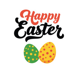 Happy Easter with Colorful Polka Dot Eggs – Easter Celebration Graphic