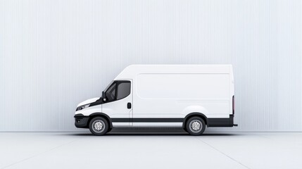 Fototapeta premium White delivery van side view