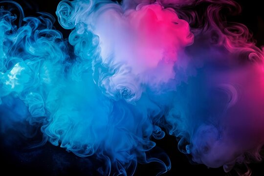 atmospheric smoke abstract pink blue color dark background closeup photo realistic concept humo atmosf&eacute;rico abstracto color rosa azul fondo closeup foto concepto realista