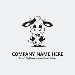 Cow illustration black and white for logo company vector image
