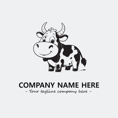 Cow illustration black and white for logo company vector image
