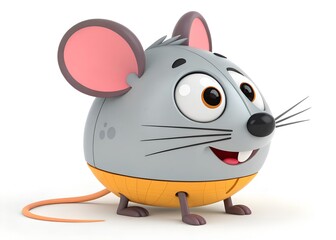 Fototapeta premium Cute Mouse Illustration: A cheerful cartoon mouse with friendly eyes, a charming smile, and a unique design, radiating warmth and approachability. 