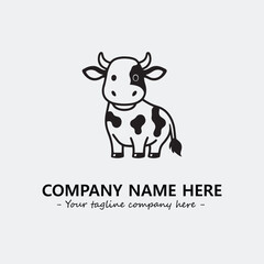 Cow illustration black and white for logo company vector image
