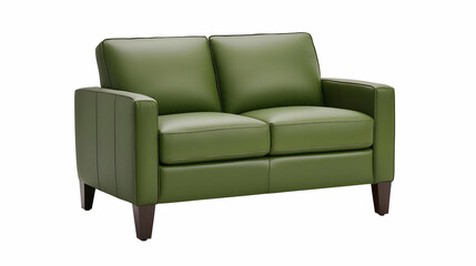 Fototapeta premium Dark Green Two-Seater Sofa With Wood Legs