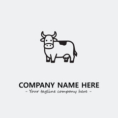 Cow illustration black and white for logo company vector image
