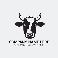 Cow illustration black and white for logo company vector image
