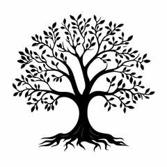 Obraz premium Silhouette of a Single Tree. Elegant Botanical Nature Art Illustrating Organic Resilience and Harmony