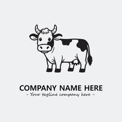 Cow illustration black and white for logo company vector image
