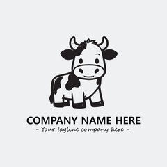 Cow illustration black and white for logo company vector image
