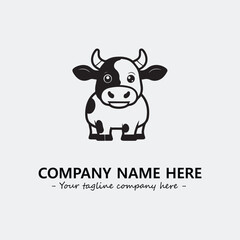 Cow illustration black and white for logo company vector image
