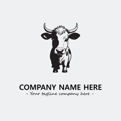 Cow illustration black and white for logo company vector image
