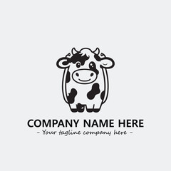 Cow illustration black and white for logo company vector image
