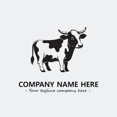 Cow illustration black and white for logo company vector image
