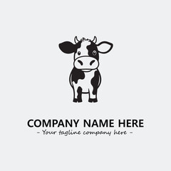 Cow illustration black and white for logo company vector image
