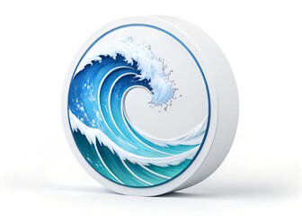 Ocean Wave Emblem: A dynamic emblem featuring a striking, stylized ocean wave in a round form. The graphic captures the essence of the sea, its power, and the serenity. 