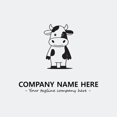 Cow illustration black and white for logo company vector image
