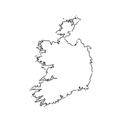 Hand Drawn of Ireland 3D Map on White Background.