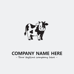 Cow illustration black and white for logo company vector image

