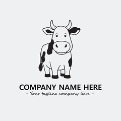 Cow illustration black and white for logo company vector image

