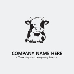 Cow illustration black and white for logo company vector image
