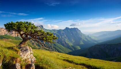 Mountain landscape with tree