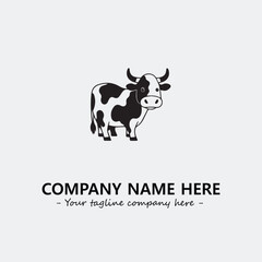 Cow illustration black and white for logo company vector image
