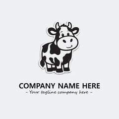 Cow illustration black and white for logo company vector image
