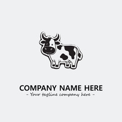 Cow illustration black and white for logo company vector image
