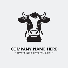 Cow illustration black and white for logo company vector image
