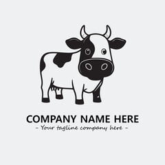 Cow illustration black and white for logo company vector image
