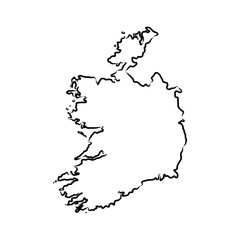 Hand Drawn of Ireland 3D Map on White Background.