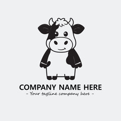 Cow illustration black and white for logo company vector image
